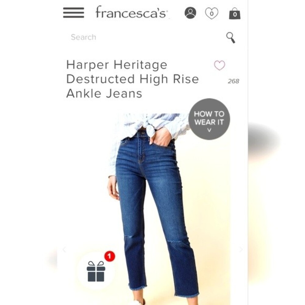 Harper High Rise Distressed Straight Ankle jeans - 29